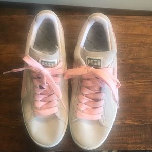 Grey and pink size 8 suede Puma